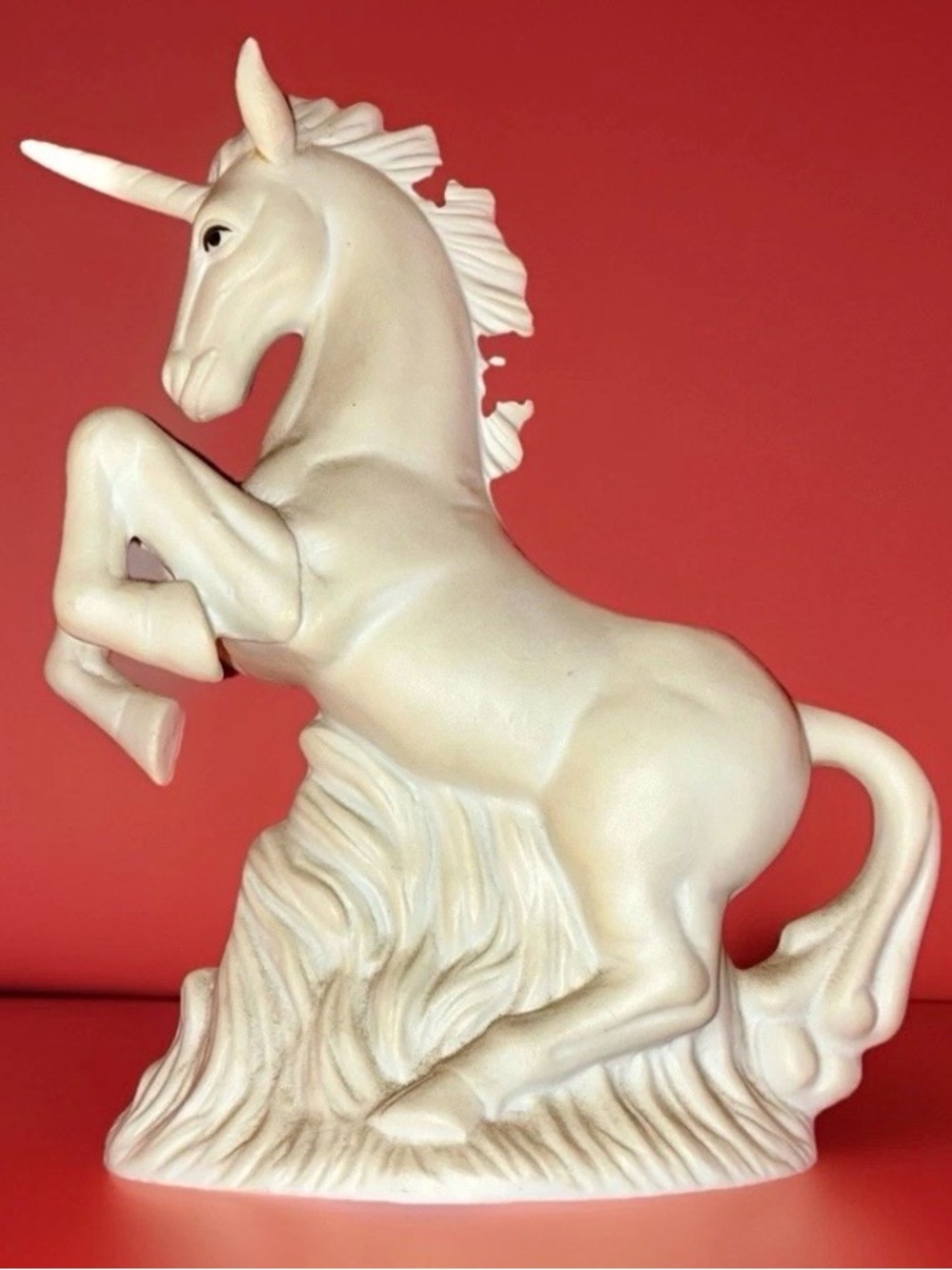 UCGC Vintage Porcelain Unicorn Figurine Matte Bisque Rearing White Stalllion Fey